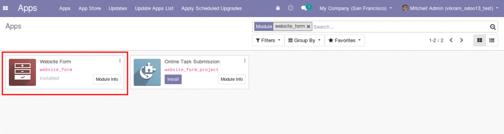 Odoo 13 tính năng tạo web form