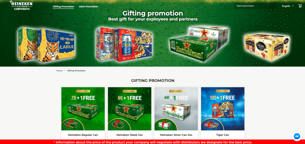 case study heineken b2b vietnam: product page