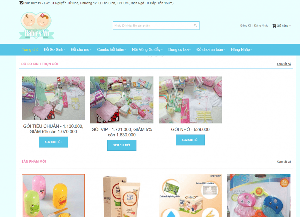 Website thương mại điện tử của Babies.vn từ nền tảng Magento
