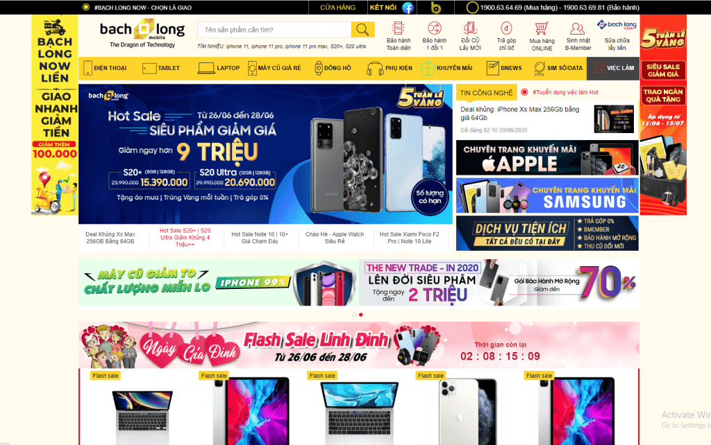 Website từ Magento của Bạch Long mobile