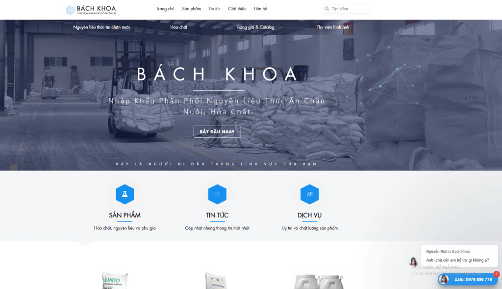 Website thương mại điện tử từ Magento của Công ty hóa chất Bách Khoa