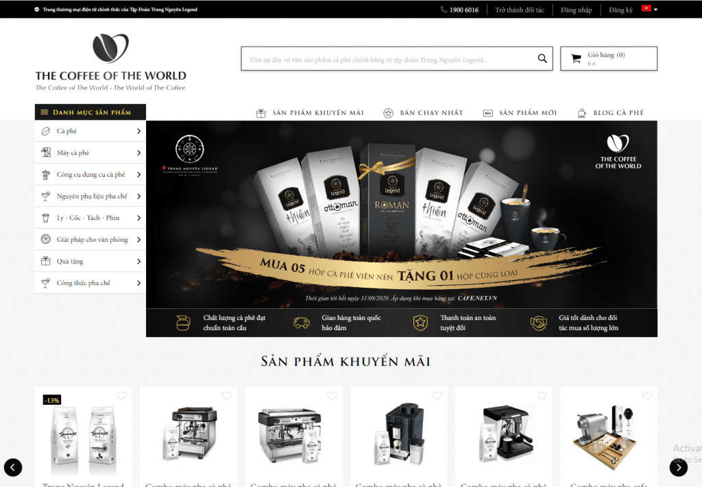 Website thương mại điện tử từ nền tảng Magento của Trung Nguyên Legend