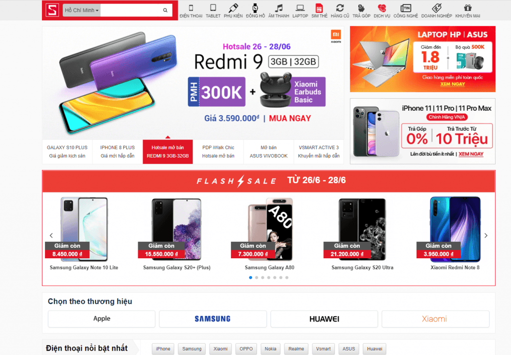 Website thương mại điện tử của CellphoneS từ nền tảng Magento