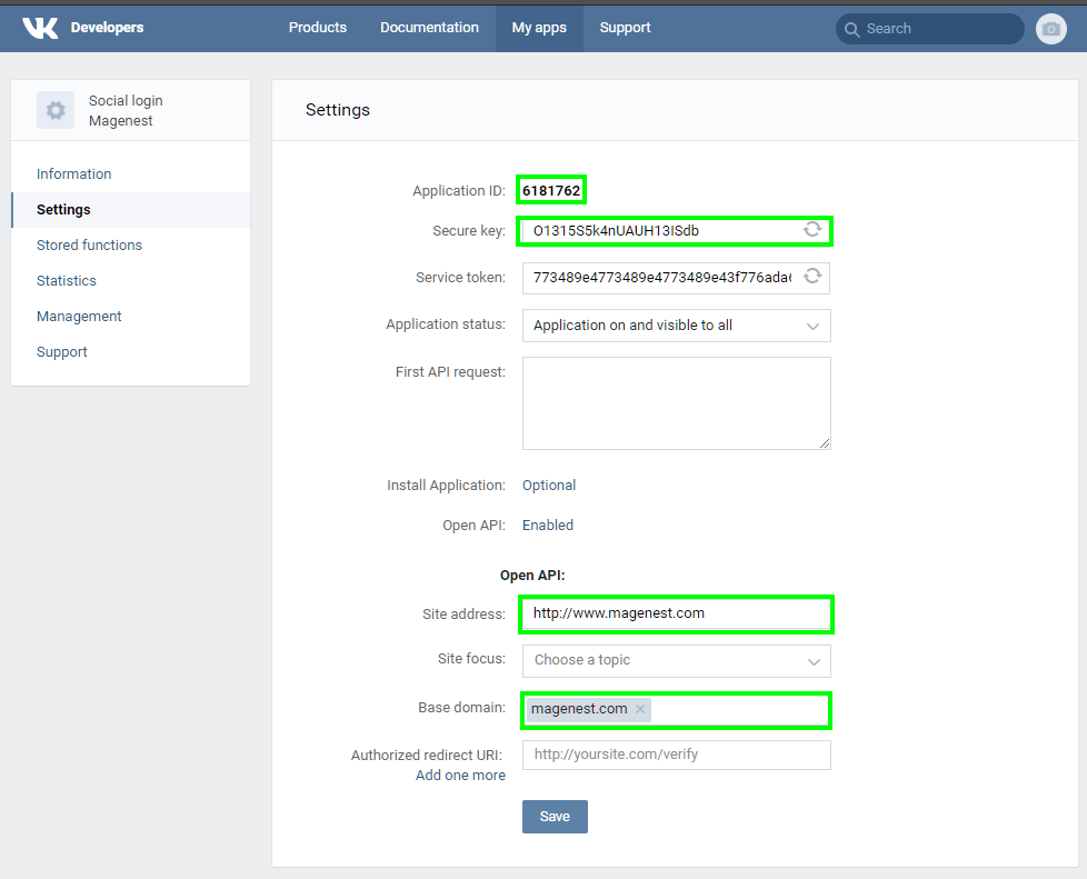 How to Configure Vkontakte API in Magento 2 in 4 Steps: Step 3