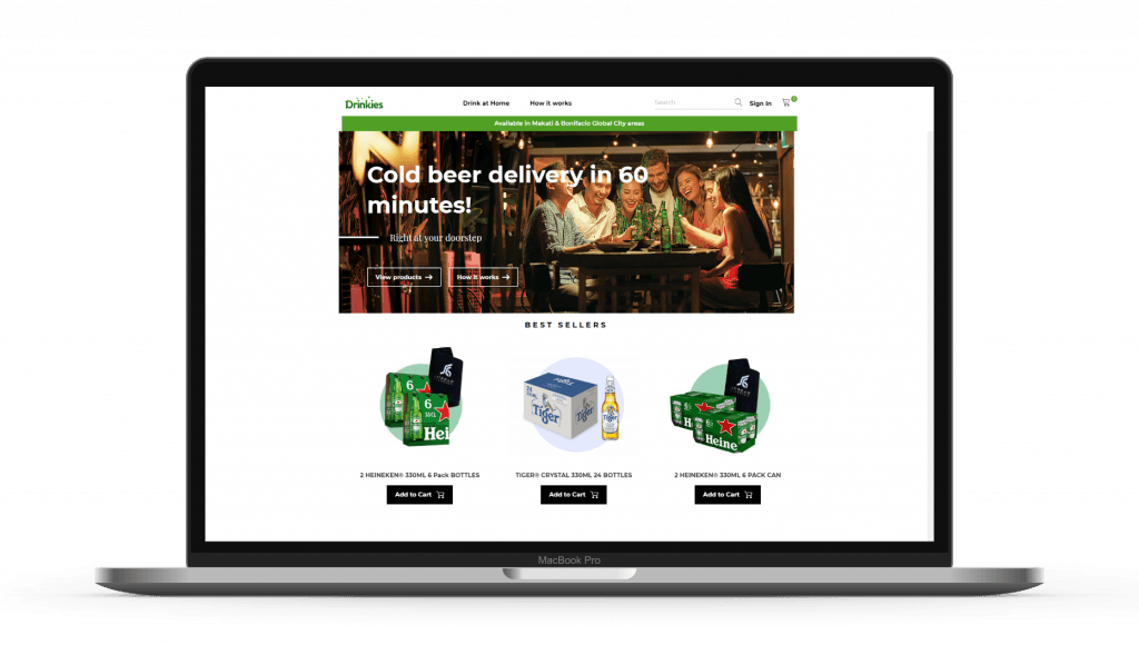 Drinkies website in Philippines