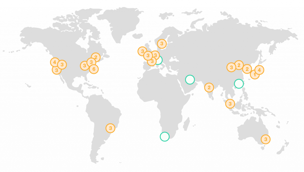 Mạng lưới AWS các khu vực và vị trí máy chủ trên toàn cầu