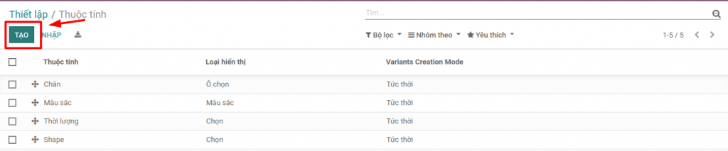 Cách thiết lập sản phẩm nhiều thuộc tính (Product variants) với Module Sales Odoo 13 - Ảnh 2