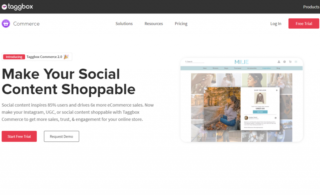 Top social commerce platforms examples: Taggbox Commerce 
