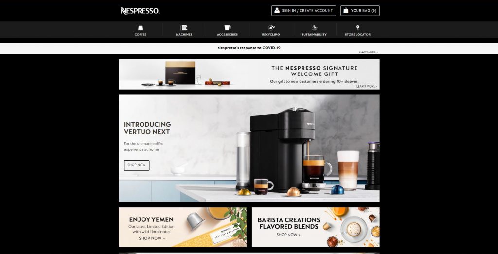 Top website thương mại điện tử bán hàng trên thế giới: Nestle nespresso