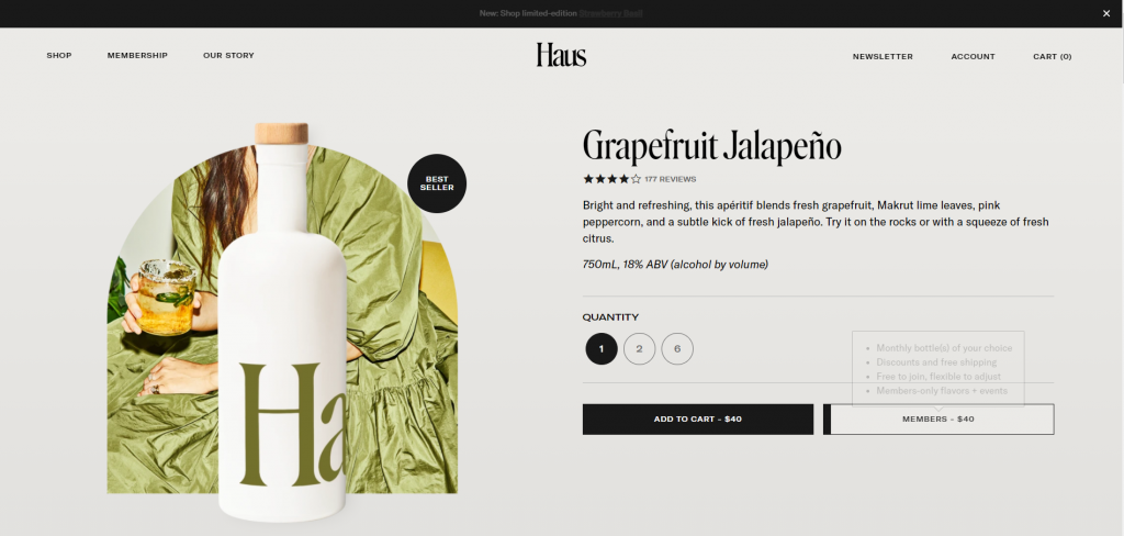 Shopify product page examples: Haus