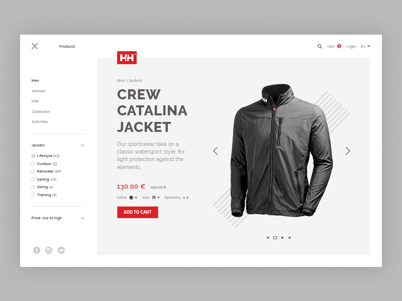 Top best eCommerce product page examples: Helly Hansen