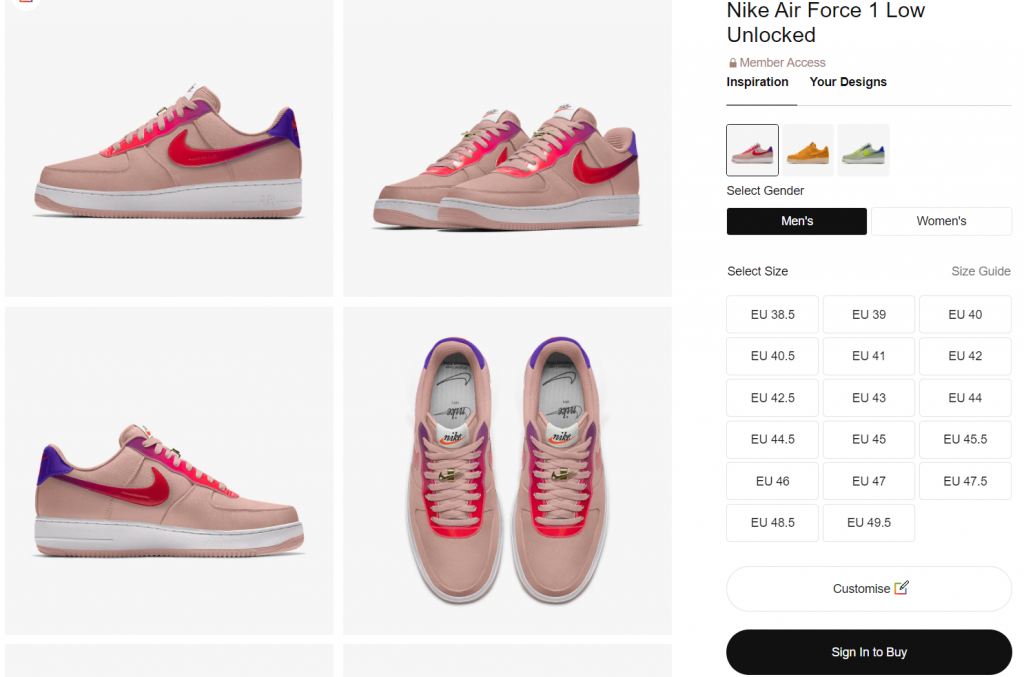 You can check the customized shoes right on Nike's website