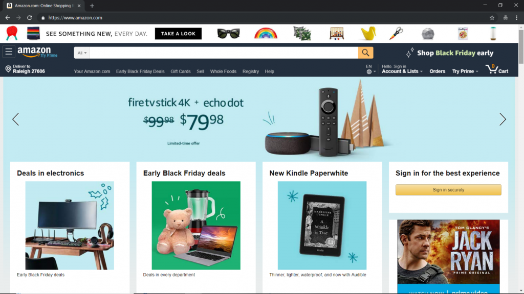 Website thương mại điện tử của Amazon