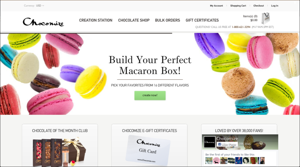 Notable B2B eCommerce website examples: Chocomize