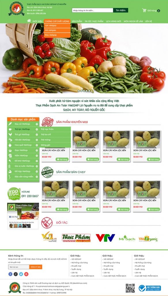 Mẫu website thực phẩm