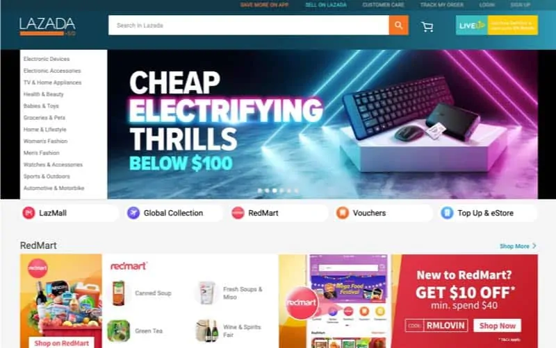 Lazada is one of the pioneers in the list of top eCommerce sites in Singapore having started operations in 2011
