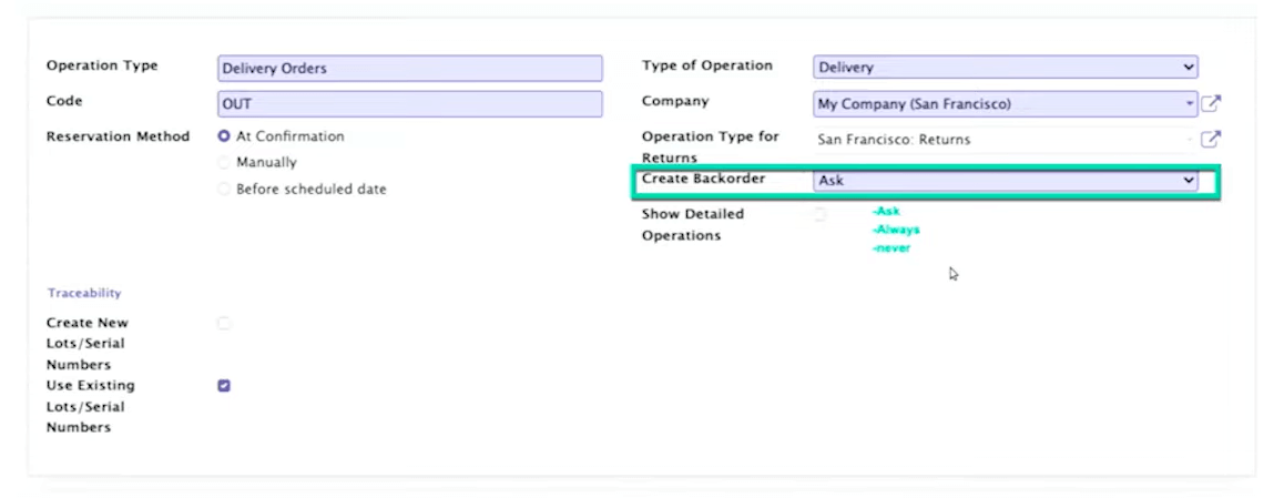 tạo và xử lý đơn hàng dự trữ (backorder)