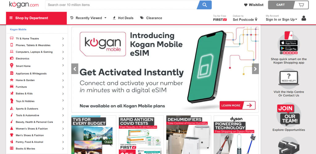 Kogan website