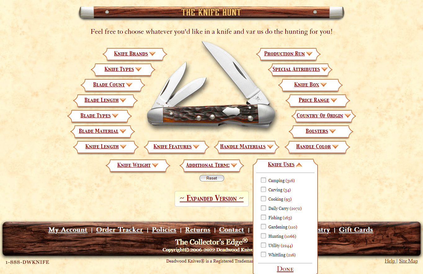 the knives hunt page
