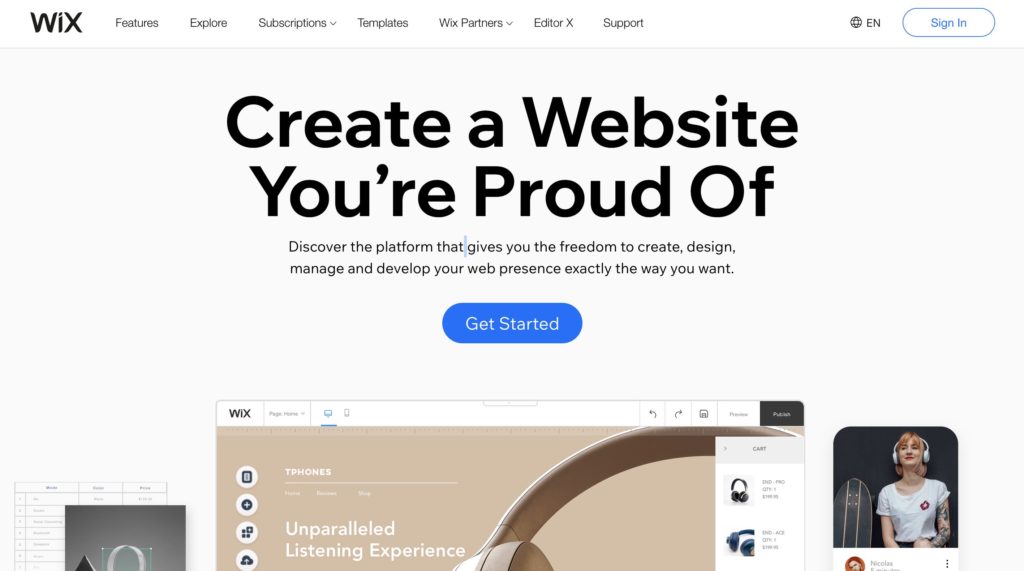 Wix — Best for launching an online store in minutes