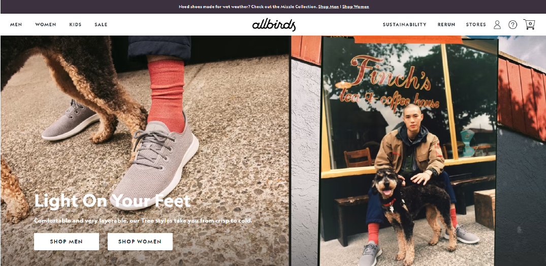 Allbirds homepage