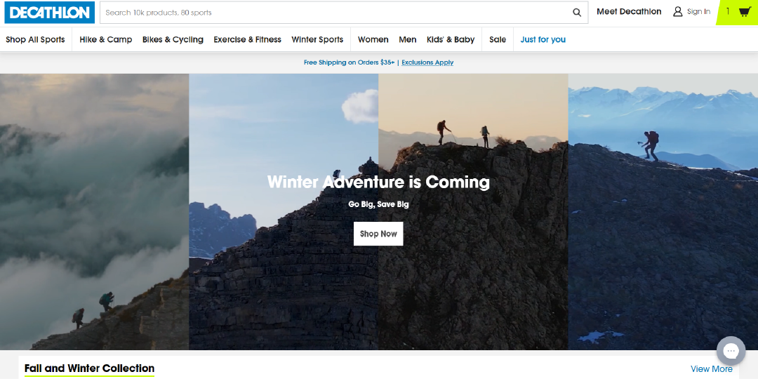 Decathlon homepage