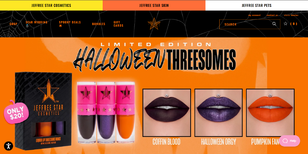 Jeffree Star Cosmetics homepage