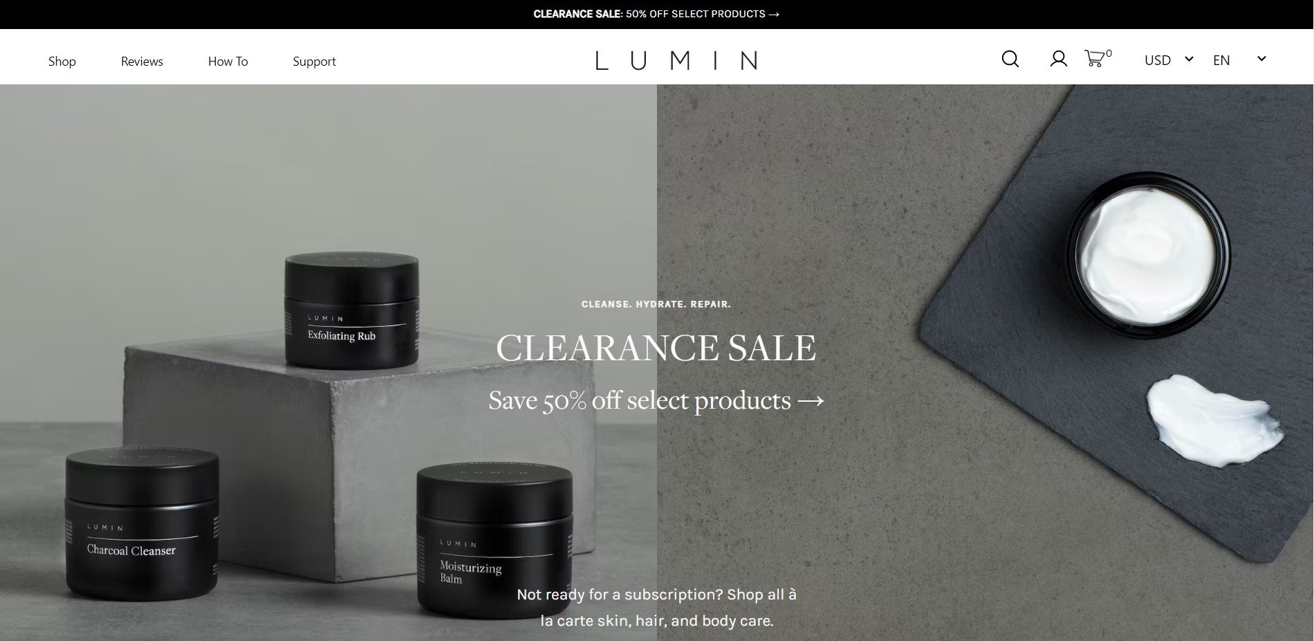 Shopify beauty stores: Lumin
