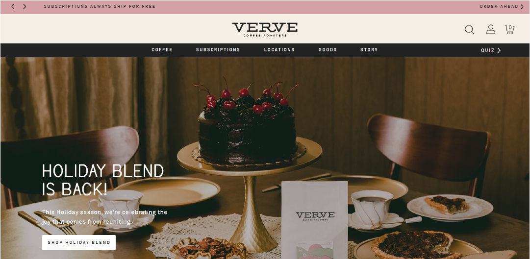 Verve Coffee Roaster homepage