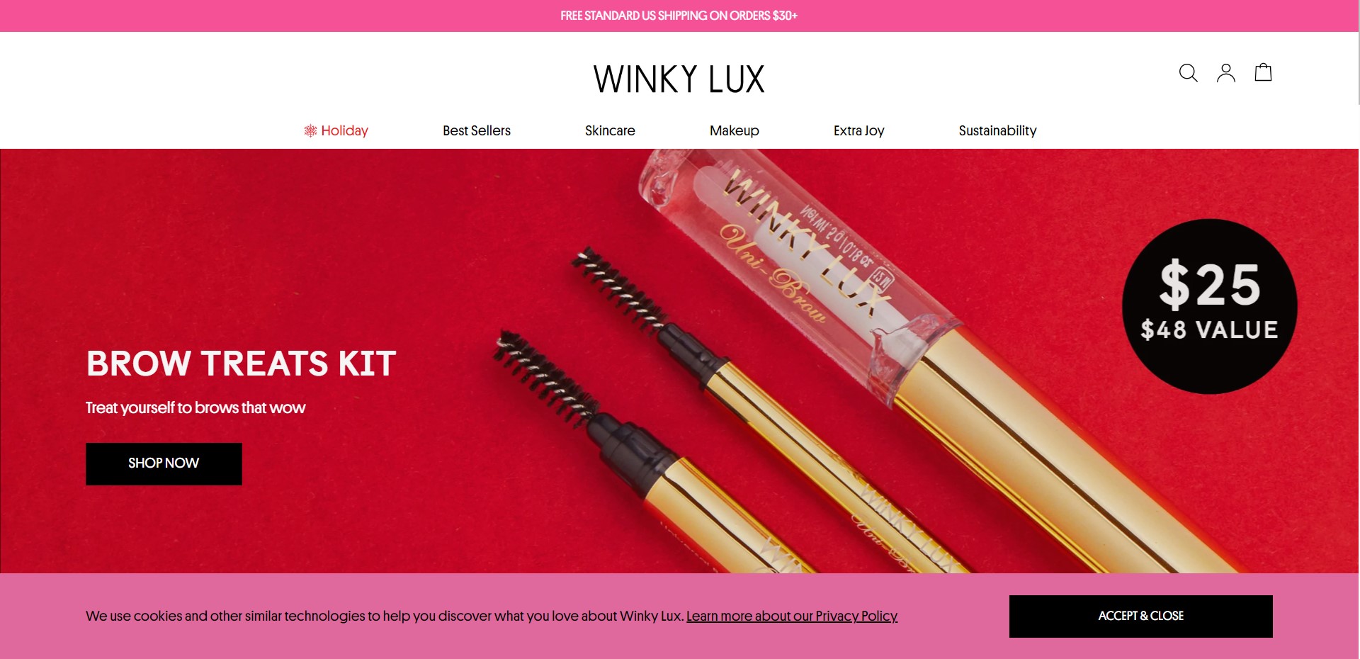 Shopify beauty stores: Winky Lux