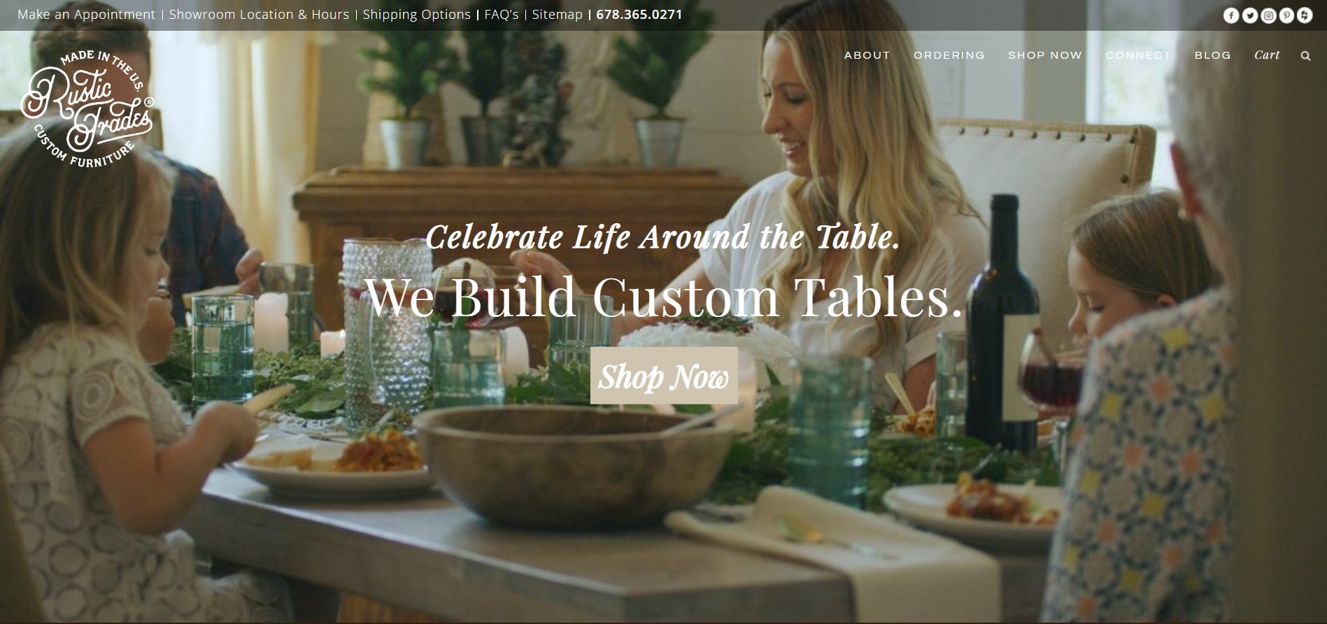 Shopify furniture stores: Rustic Trades