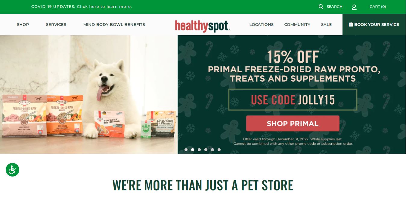 Shopify pet store: Healthy Spot