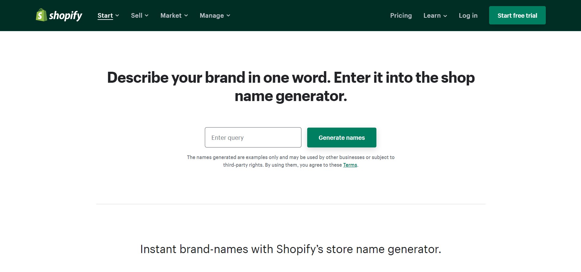 Store name generator Shopify
