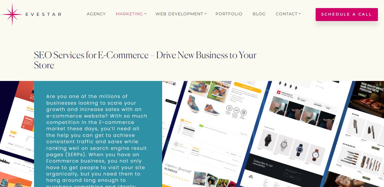 eCommerce SEO companies: Evestar