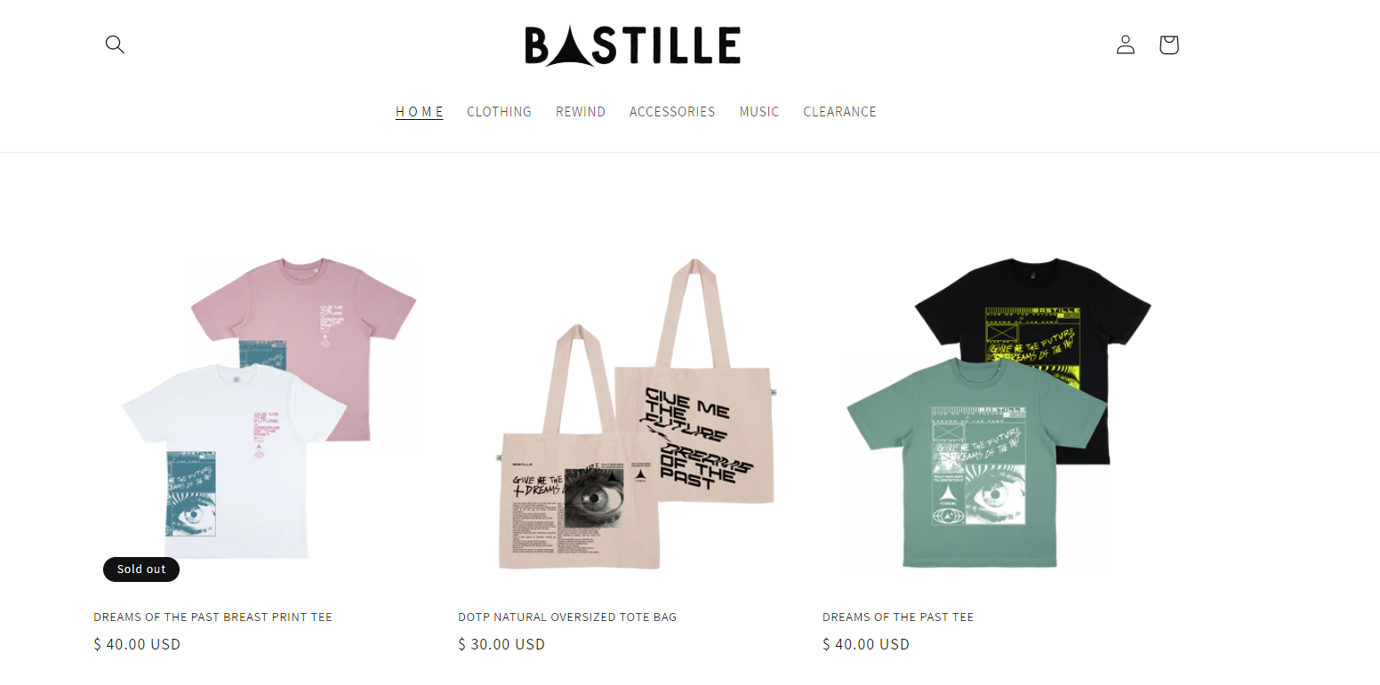 Bastille Shopify music store