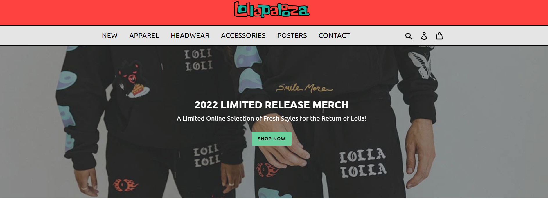 Lollapalooza Shopify music store