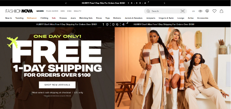 Fashion Nova is one of Shopify Stores in UK