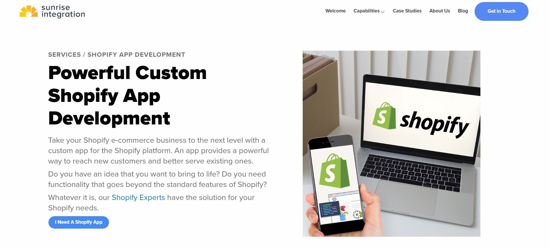 Shopify eCommerce web development: Sunrise Integration