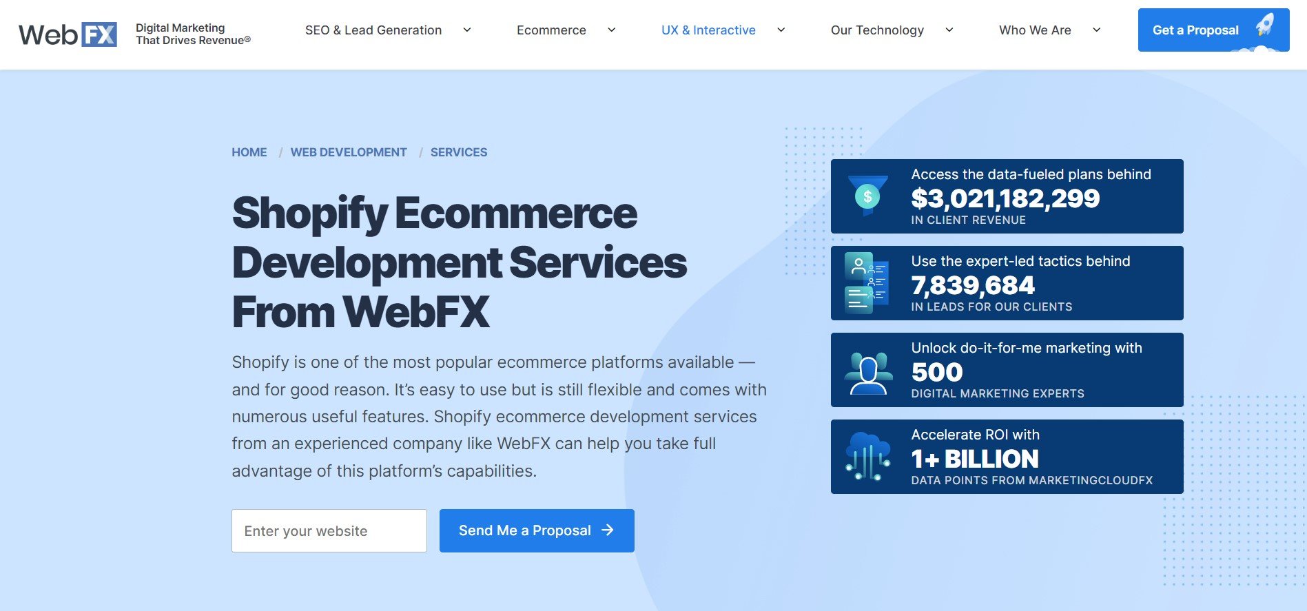 Shopify store development company: WebFX