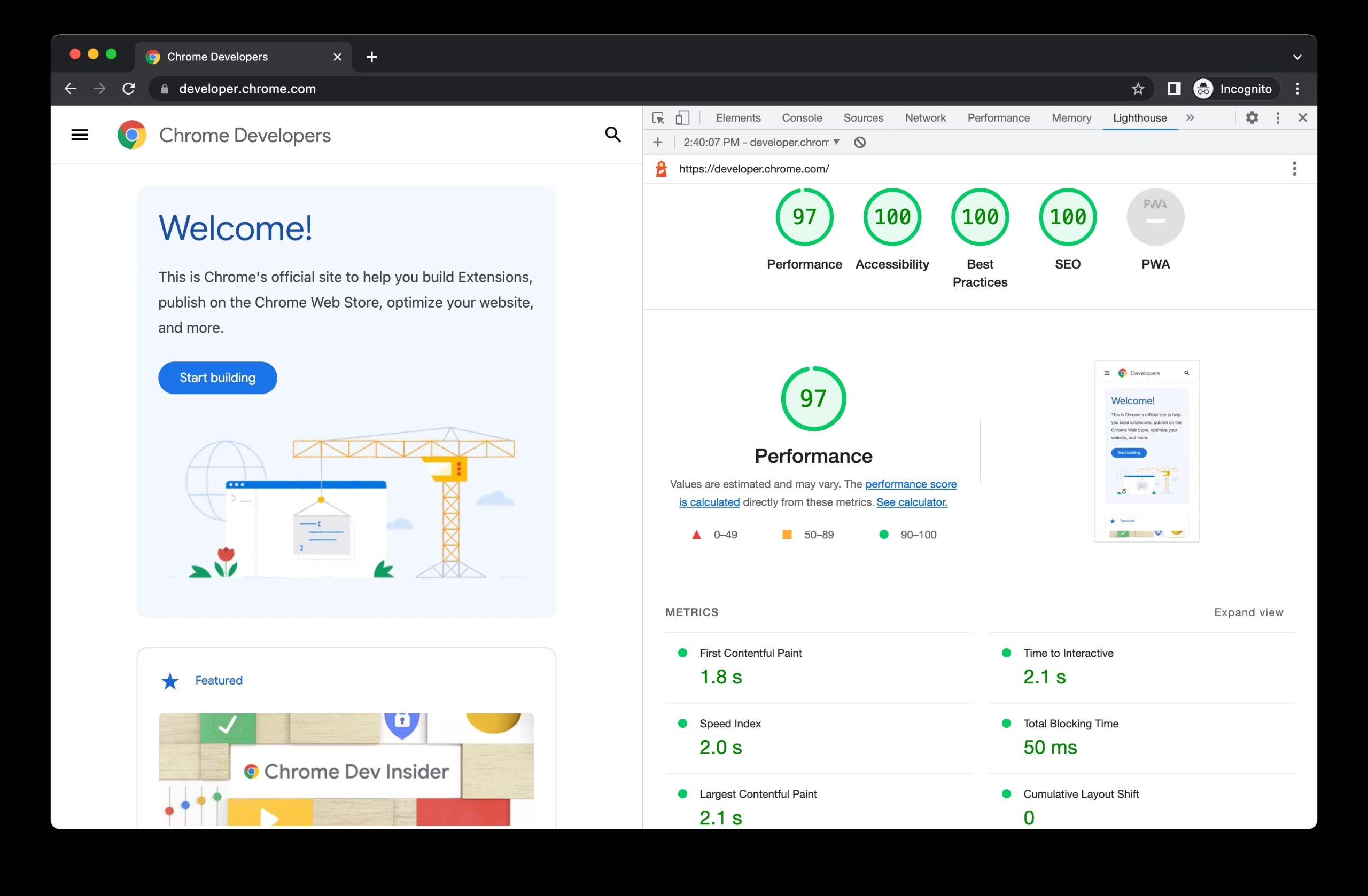 Turn website into PWA: Testing with Lighthouse