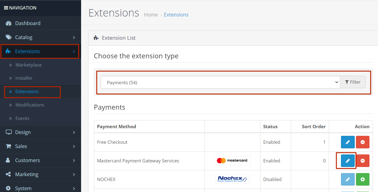 OpenCart Payment Options