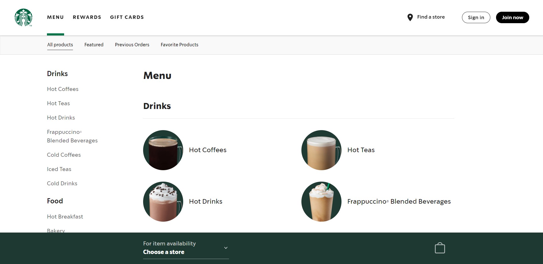 Starbucks Progressive Web App Design: Desktop