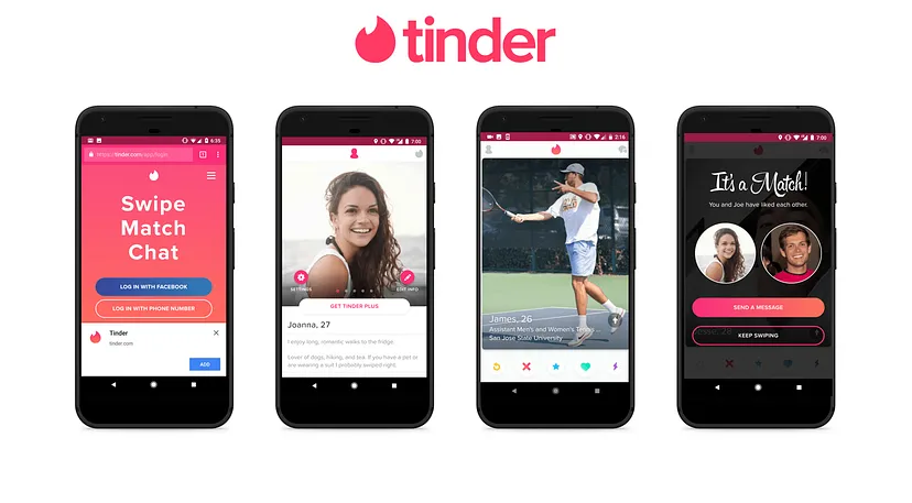 Tinder Progressive web app design