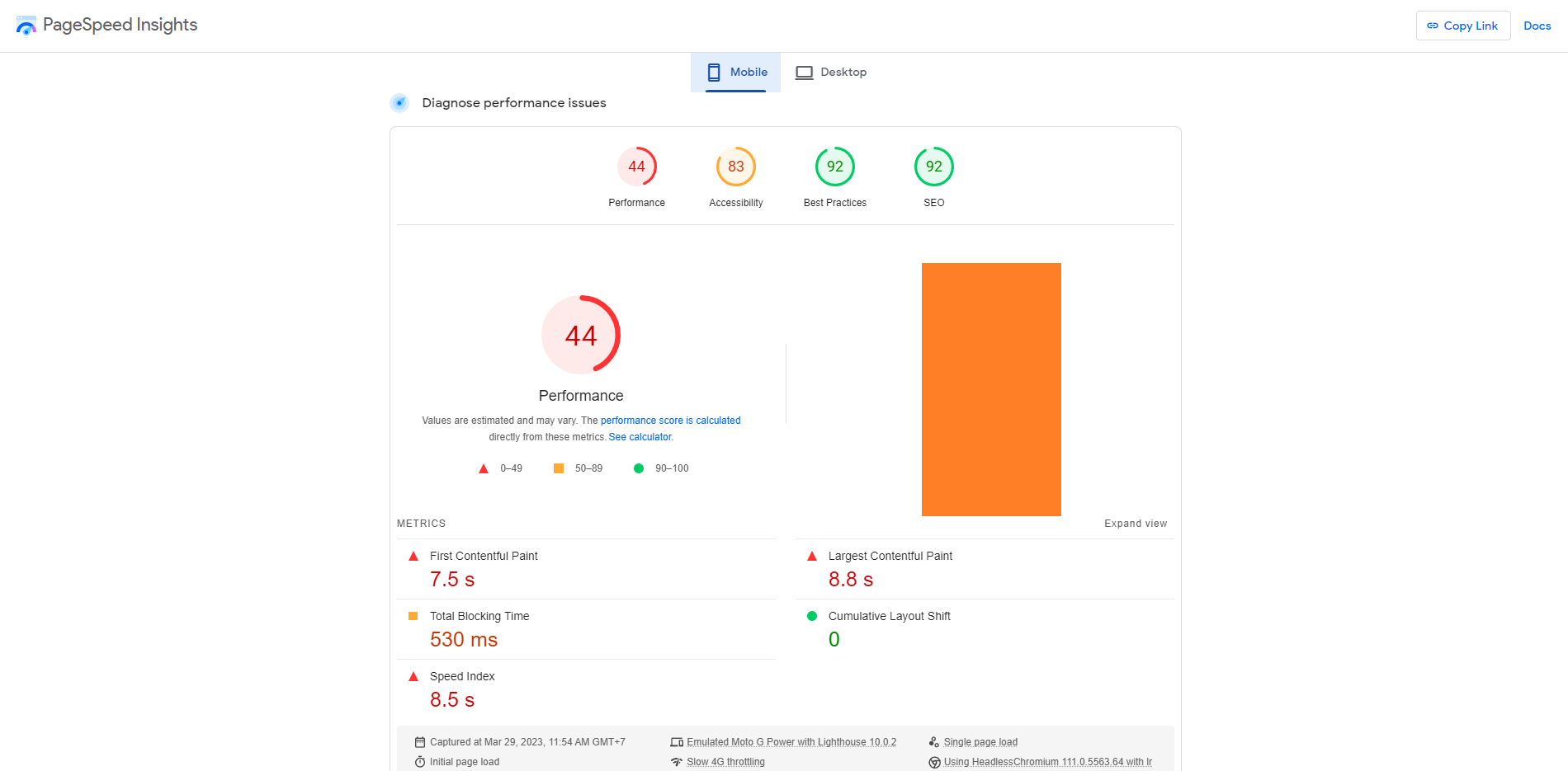 SEO tips for Shopify store: Google pagespeed insights