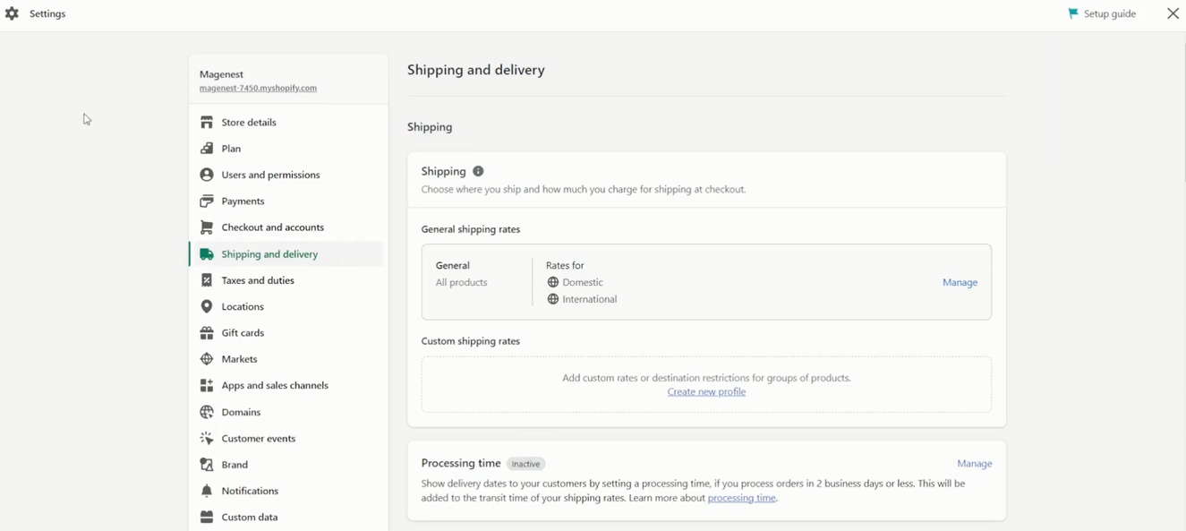 Set up shipping methods