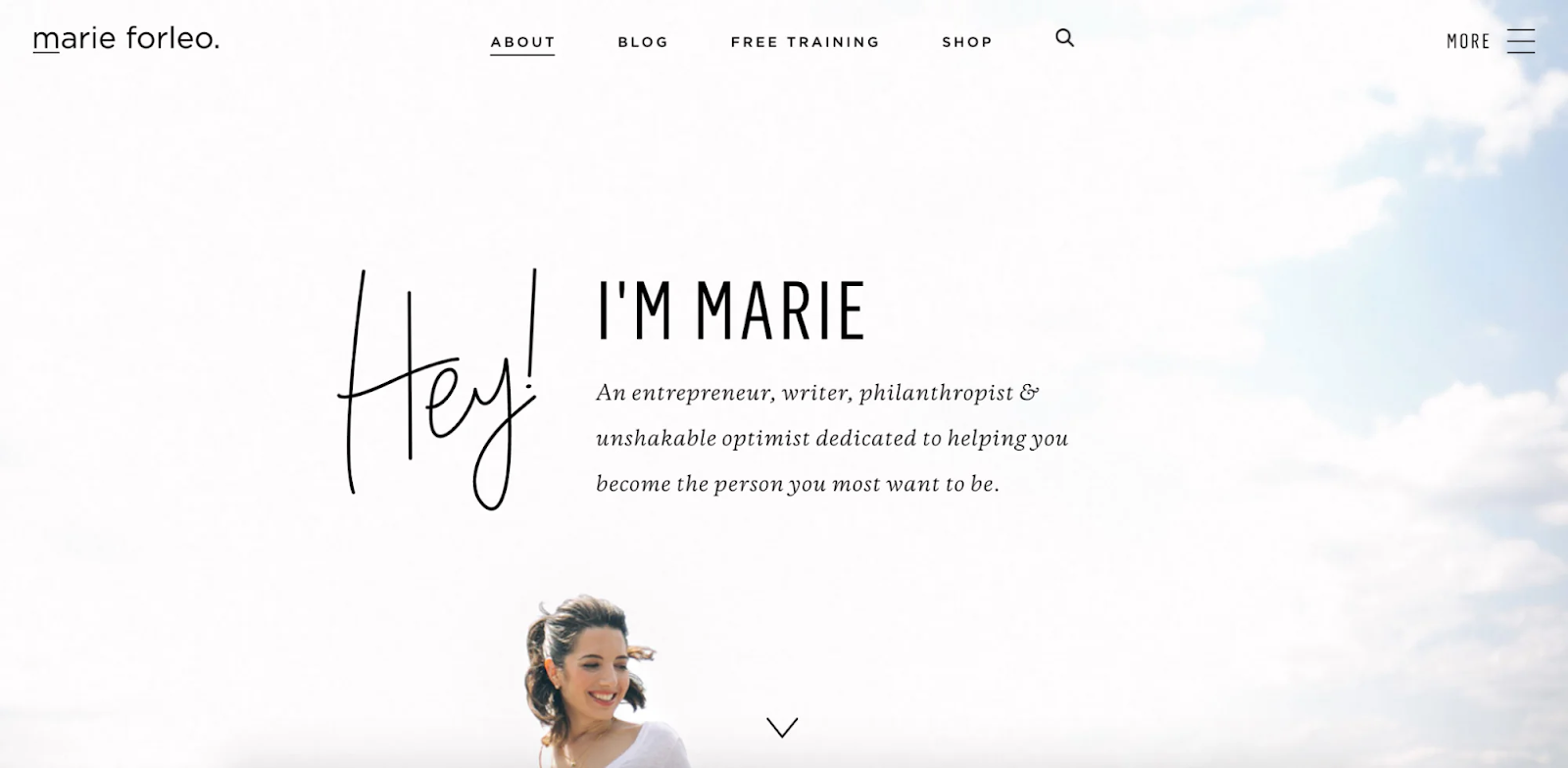 About Us Page Examples: Marie Forleo