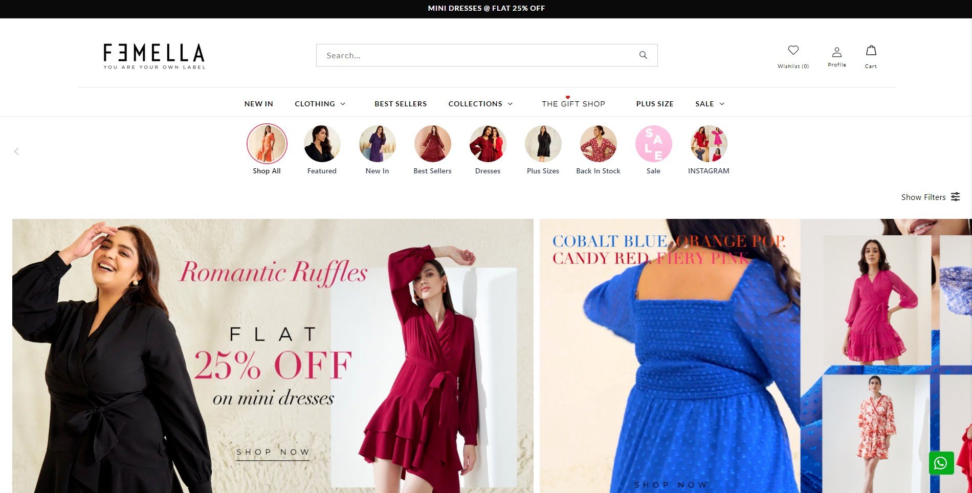 Shopify stores in India: Femella
