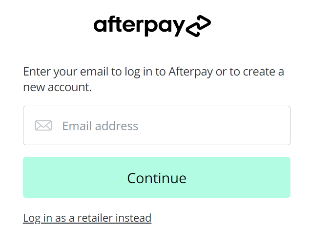 Create an Afterpay account: Step 2