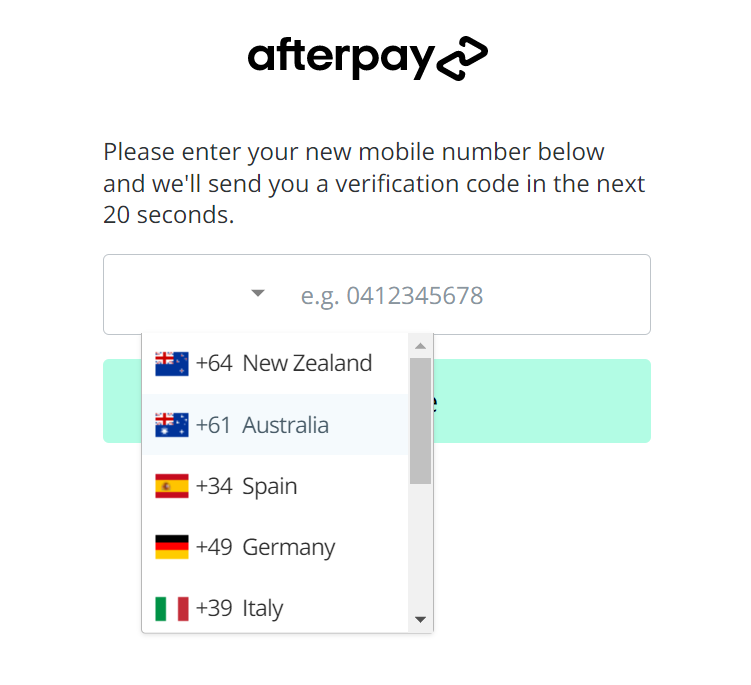 Create an Afterpay account: Step 3