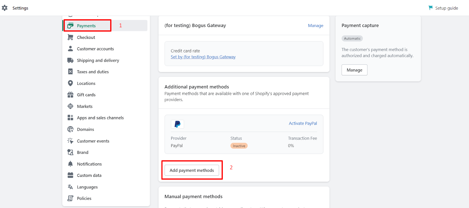 Add afterpay to shopify store manually - Step 2